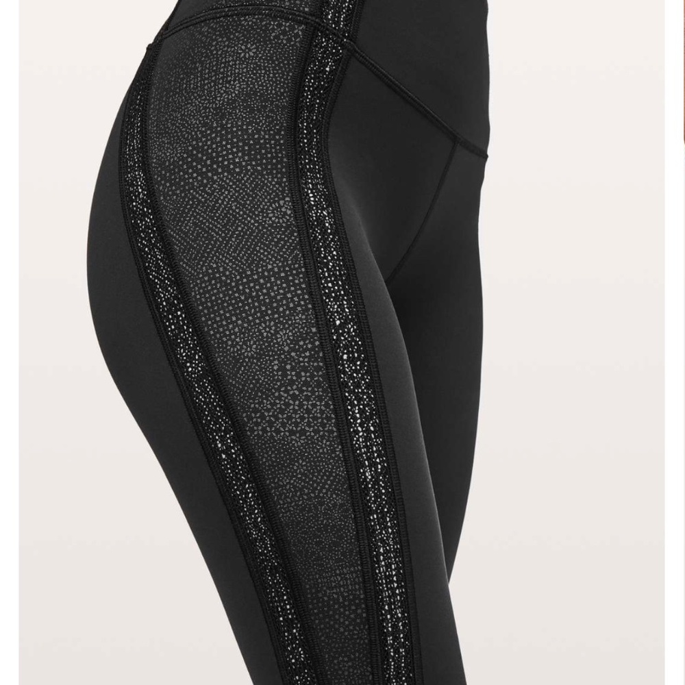 Lululemon Power Lines Pant 28" sz 8 Black/Meisai Ice Grey Black